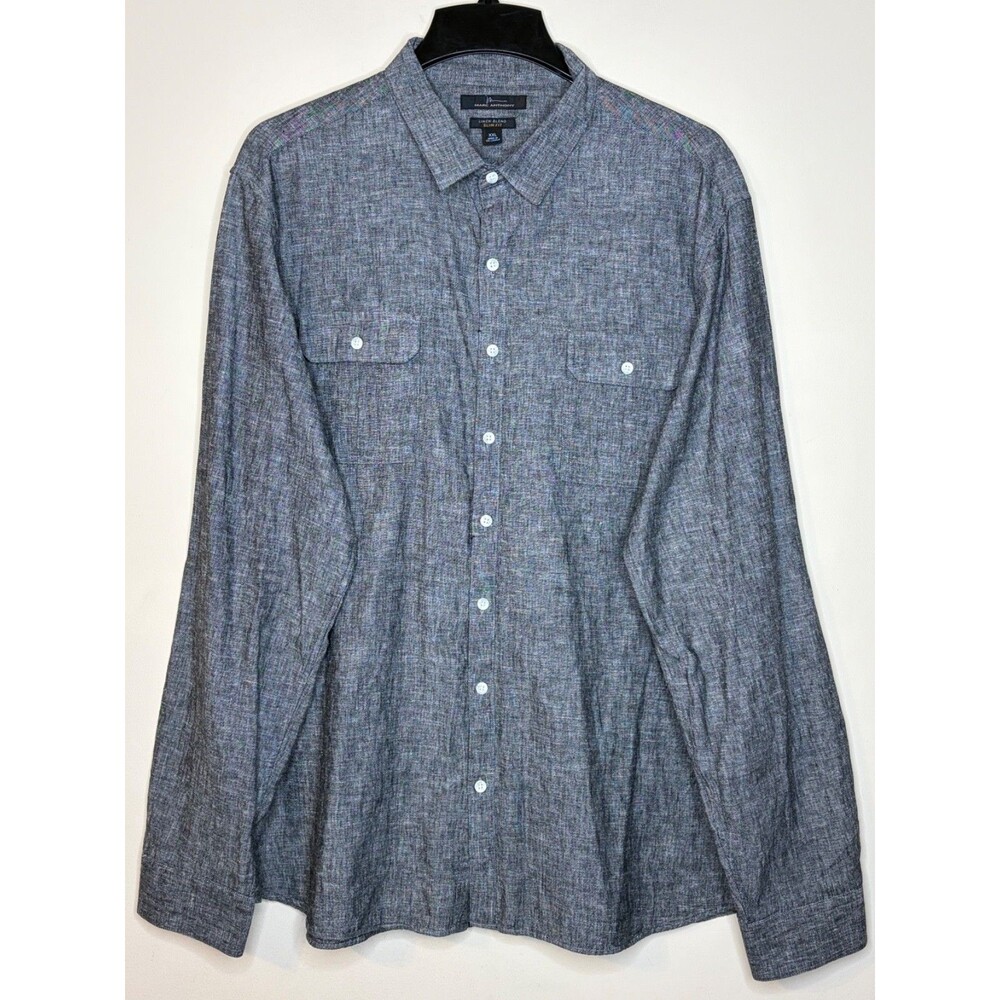 Marc Anthony Slim Fit Men's Gray Linen Blend Shirt Size XXL